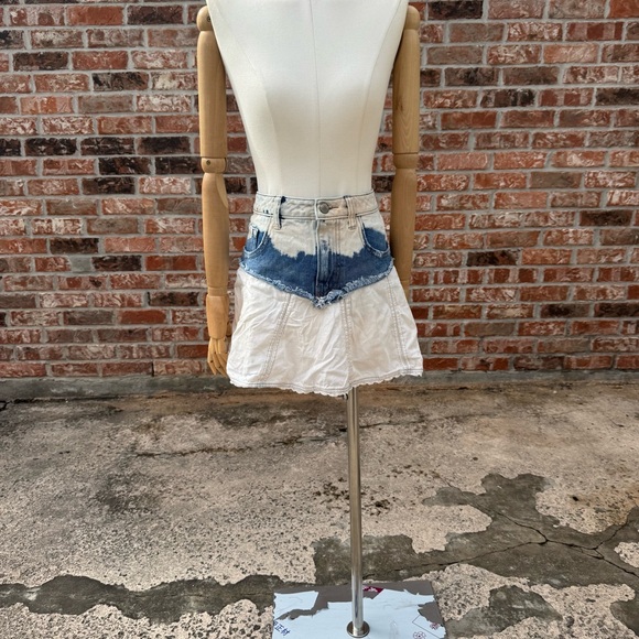 Free People vintage Y2K denim & lace mini skirt / 28 / Excellent condition - Picture 8 of 13